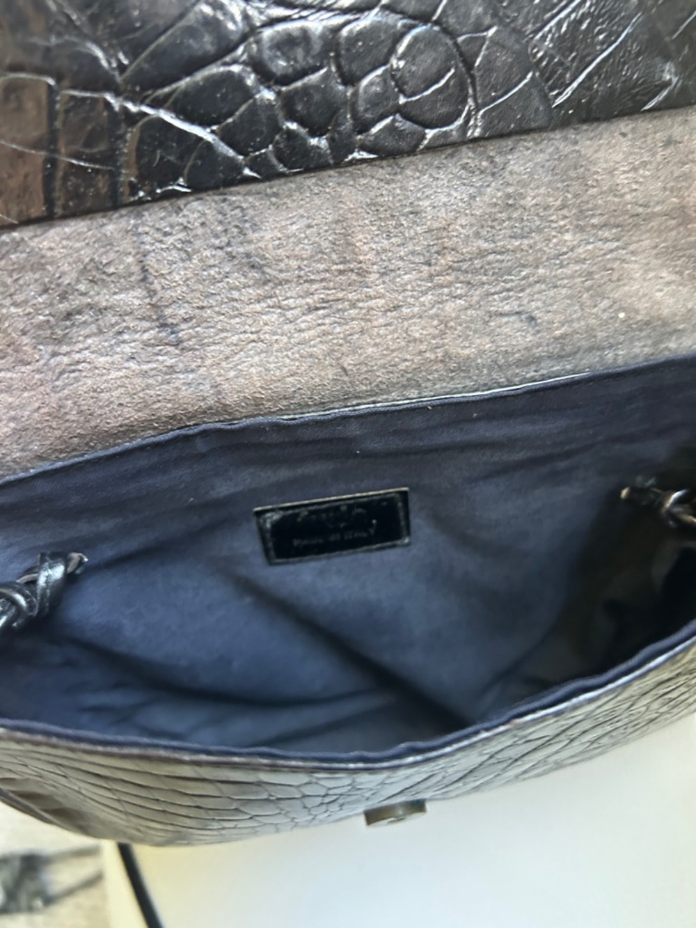 Vintage Furla Croc Embossed Leather Mini Crossbody Bag – Italian Leather - Picture 5 of 8